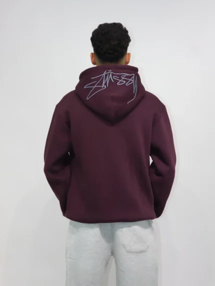 Embroidered Burgundy Hoodie