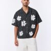 Box Fit Checkered Flower Shirt