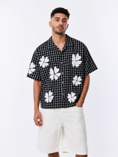 Box Fit Checkered Flower Shirt